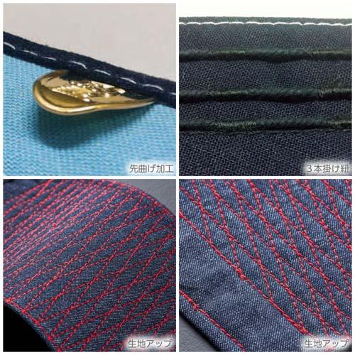 手甲 村上被服 HOOH 鳳皇 デニム手甲 013 3枚こはぜ 5双セット 赤糸 (w06704)