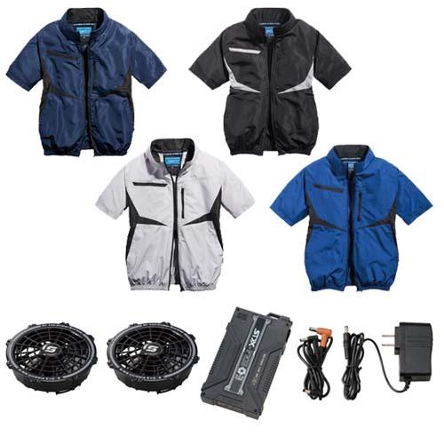 KU91910 空調服 R 綿・ポリ混紡 脇下マチ付きII FAN2200B・RD9261・LISUPER1セット ネイビー×ブルー M 青 送料無料 KU91910 空調服 R 綿・ポリ混紡 脇下マチ付きII FAN2300B・RD9261