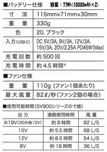 空調ウェア ファン(黒色)付き バッテリーセット V4299とSV903+SV922+SV666(SV900) 村上被服 ベスト HOOH 快適ウェア M〜3L(w07452)