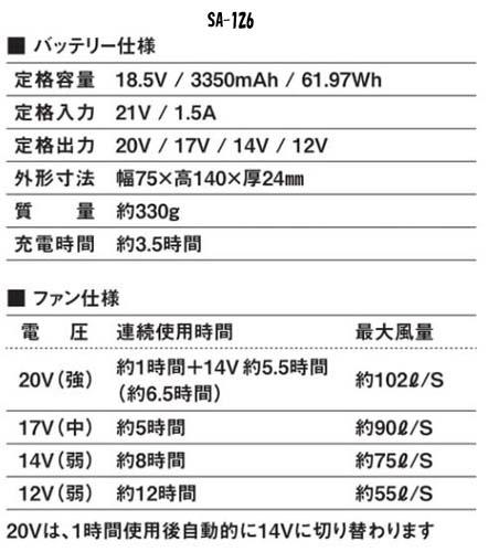 空調ウェア シンメン アーリエスエアジャケットと20Vファンバッテリーのセット 05510+SA-126 S〜3L 長袖 S-AIR (w07671)_3