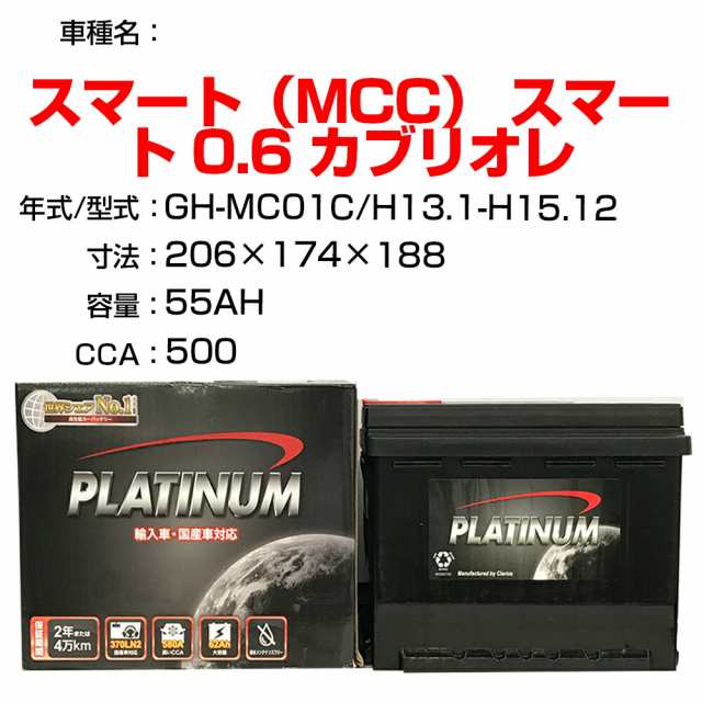 ≪スマート（MCC） スマート 0.6 カブリオレ≫ GH-MC01C H13.1-H15.12 適合参考 デルコア Dellkor D-55566/PL カーバッテリー カーメンテ