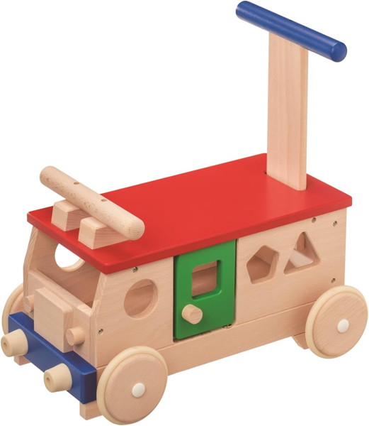 【送料無料】　木のおもちゃ　MOCCO　森のカラフルバス　W-87A　日本製　出産祝い　対象年齢1.5歳から　乗用　押し車　パズル遊び