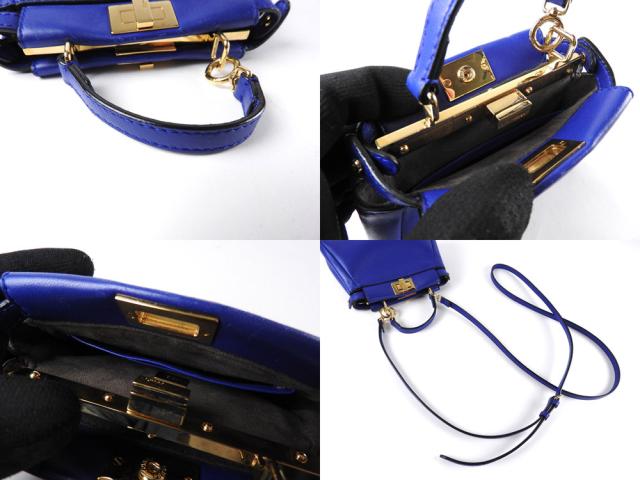 フェンディ マイクロ ピーカブー ミニ 2way ショルダーバッグ ハンドバッグ ナッパ レザー ブルー ゴールド金具 8m0355 中古 の通販はau Pay マーケット Brand7 東京