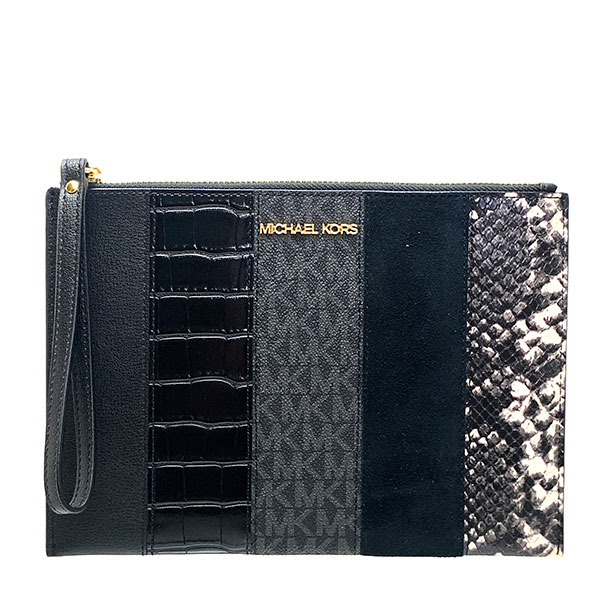 新品】MICHAEL KORS づらく ライトブルー シグネチャー レザー キーケース