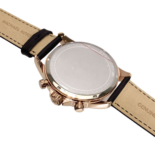 マイケル教科課程 MICHAELKORS 時辰儀 ウオッチ 石英 クロノグラフ メンズ ステンレス鋼ｘなめし革  MK8535 黒いこと さくら色ゴールド メンズ MMM