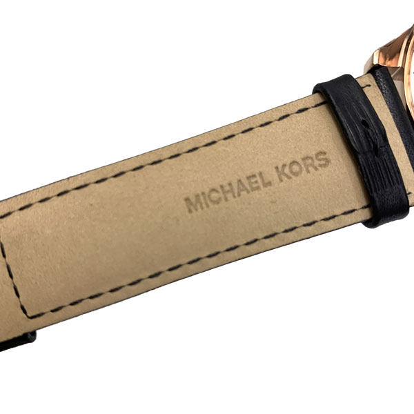 マイケル教科課程 MICHAELKORS 時辰儀 ウオッチ 石英 クロノグラフ メンズ ステンレス鋼ｘなめし革  MK8535 黒いこと さくら色ゴールド メンズ MMM