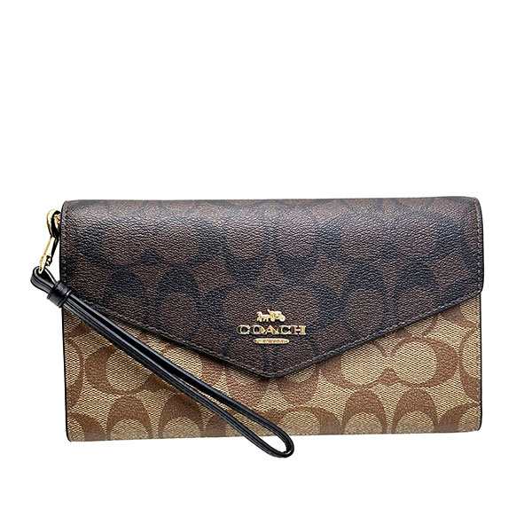 コーチ COACH 小物 財布 長財布 レディース アウトレット PVCコーティングキャンバス×レザー C7615 FC7615 IMNOX カーキ/ブラウンマルチ WWWの通販は