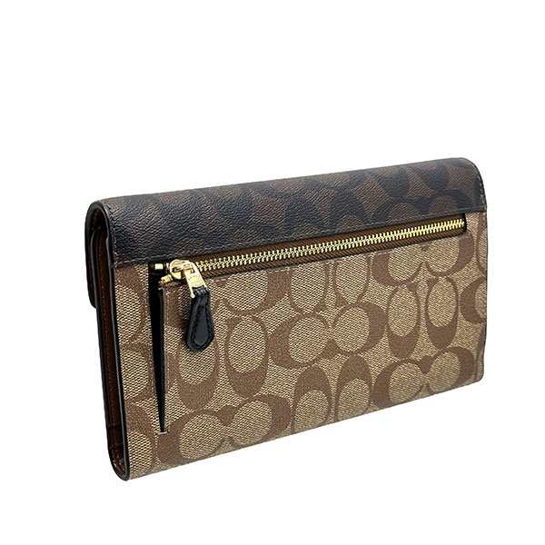 コーチ COACH 小物 財布 長財布 レディース アウトレット PVCコーティングキャンバス×レザー C7615 FC7615 IMNOX カーキ/ブラウンマルチ WWWの通販は