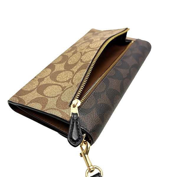 コーチ COACH 小物 財布 長財布 レディース アウトレット PVCコーティングキャンバス×レザー C7615 FC7615 IMNOX カーキ/ブラウンマルチ WWWの通販は