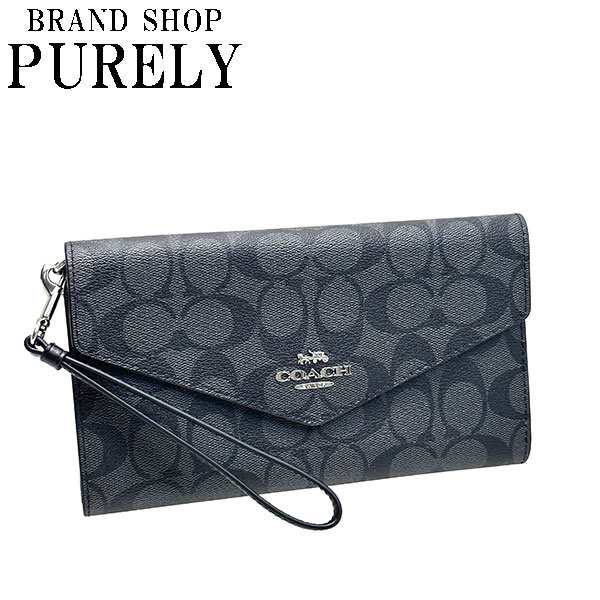 コーチ COACH 財布 長財布 レディース アウトレット PVCコーティングキャンバス×レザー C1962 FC1962 SVTSQ グラファイト/ブラック WWWの通販は