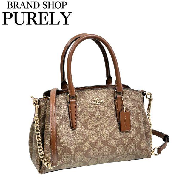 コーチ バッグ レディース COACH トートバッグ シグネチャー ミニ セージ キャリーオール F29434 IME74 カーキ×サドル COACH レディース
