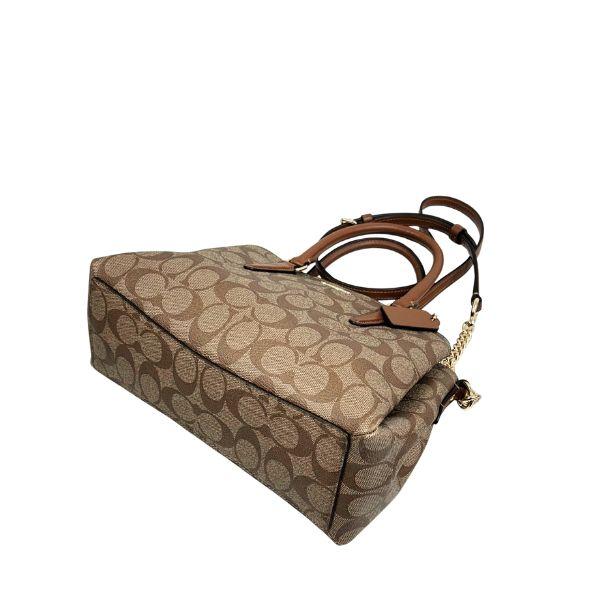 コーチ バッグ レディース COACH トートバッグ シグネチャー ミニ セージ キャリーオール F29434 IME74 カーキ×サドル COACH レディース_3