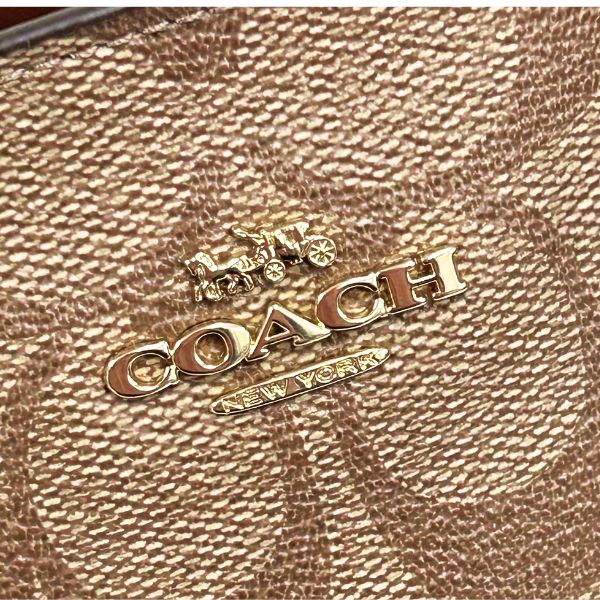 コーチ バッグ レディース COACH トートバッグ シグネチャー ミニ セージ キャリーオール F29434 IME74 カーキ×サドル COACH レディース_4