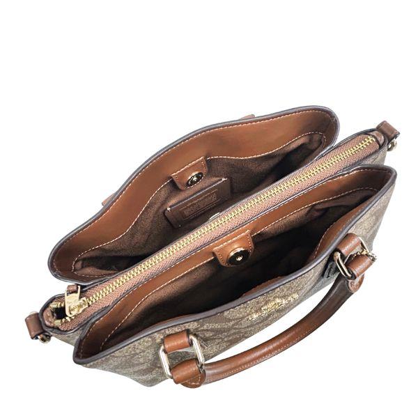コーチ バッグ レディース COACH トートバッグ シグネチャー ミニ セージ キャリーオール F29434 IME74 カーキ×サドル COACH レディース_5