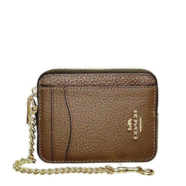 コーチ 財布 レディース COACH コインケース ペブルド レザー ジップ カード ケース 6303 IMV2R ダークストーン_1