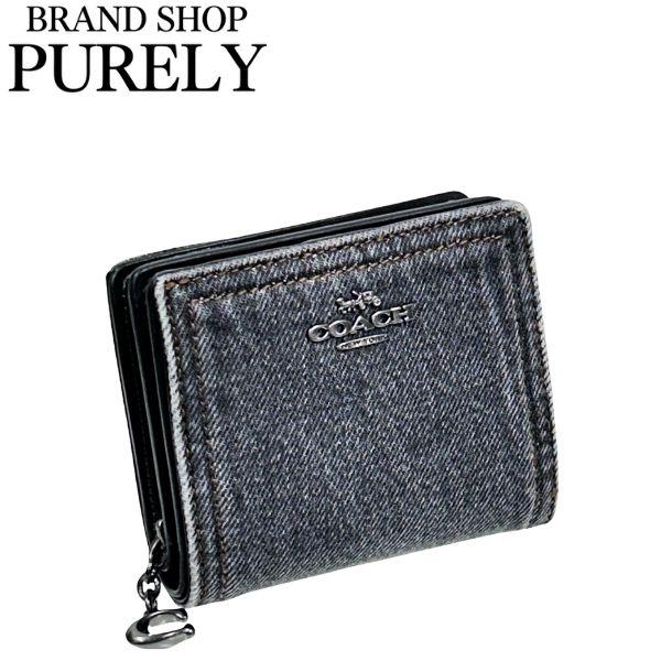 コーチ 財布 レディース COACH 折り財布 デニム スナップ ウォレット CAP07 QBWAD ウォッシュドグレー