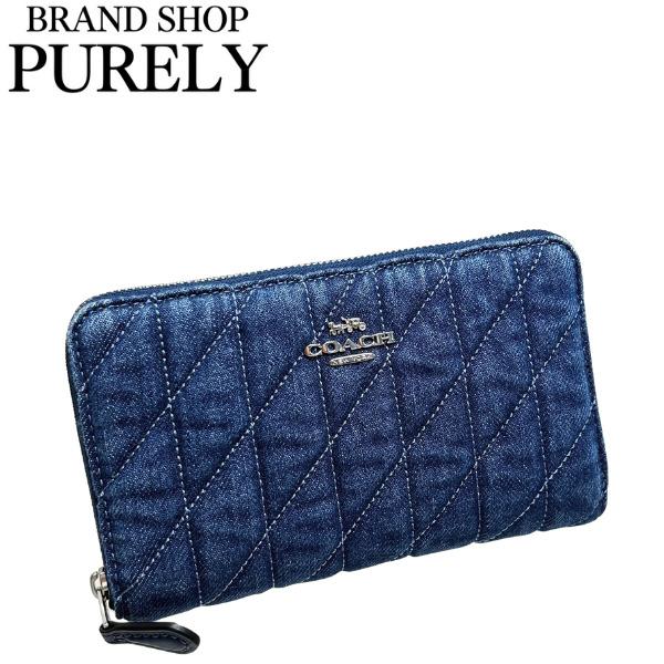 コーチ 財布 レディース COACH 折り財布 キルティング デニム ミディアム ID ジップ アラウンド ウォレット CAP29 SV/IN インディゴ