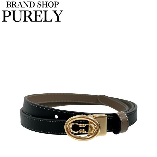 コーチ ベルト レディース COACH 小物 18MM レザー シグネチャー バックル カット トゥ サイズ リバーシブル ベルト CAY73 IMXKF ブラック×ダークストーン