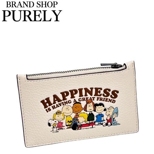 国内発送 コーチ カードケース メンズ レディース Coach × Peanuts ジップ カードケース CBM79 QBCAH チョークマルチ