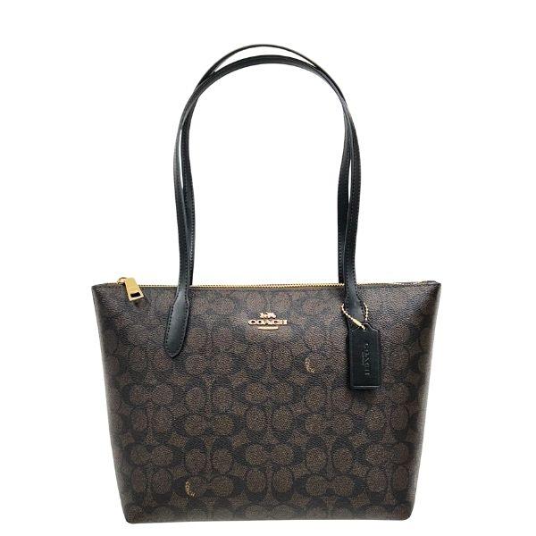 国内発送 コーチ バッグ レディース COACH トートバッグ シグネチャー フィオナ ジップ トート バッグ CBT18 IMXAQ ウォルナット×ブラック_1