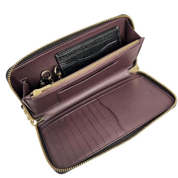 コーチ 財布 レディース COACH 長財布 レザー ロング ジップ アラウンド ウォレット デタッチャブル カードケース CBZ98 IMBLK ブラック