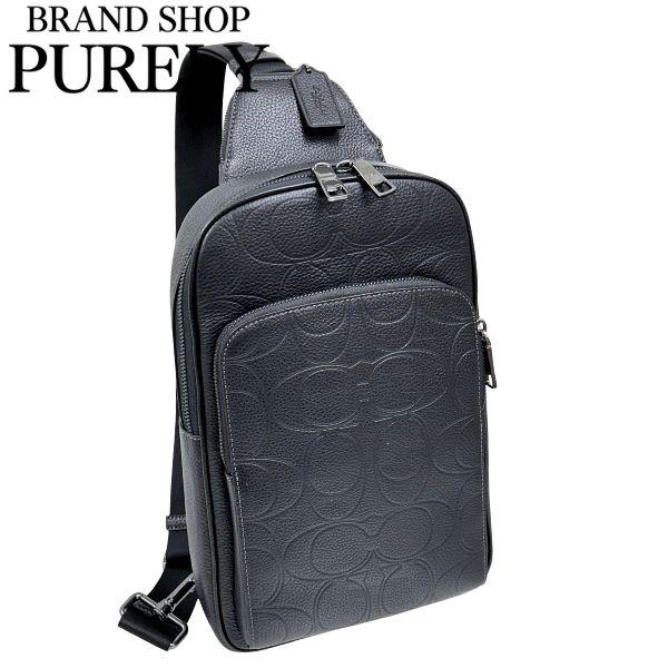 国内発送 コーチ バッグ メンズ COACH ショルダーバッグ シグネチャー レザー イーサン パック スリングパック CCF68 QB/BK ブラック