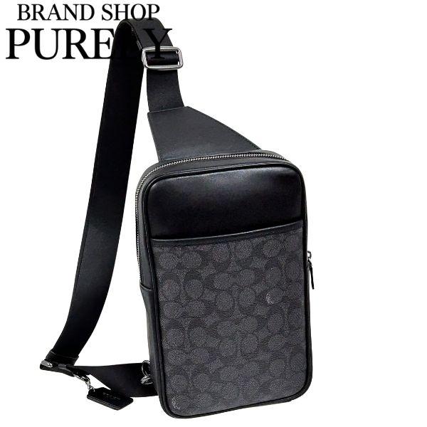国内発送 コーチ バッグ メンズ COACH ショルダーバッグ シグネチャー ターナー パック スリングパック CCQ51 QBMI5 チャコール×ブラック