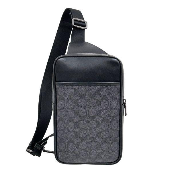 国内発送 コーチ バッグ メンズ COACH ショルダーバッグ シグネチャー ターナー パック スリングパック CCQ51 QBMI5 チャコール×ブラック_1