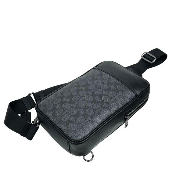 国内発送 コーチ バッグ メンズ COACH ショルダーバッグ シグネチャー ターナー パック スリングパック CCQ51 QBMI5 チャコール×ブラック_3