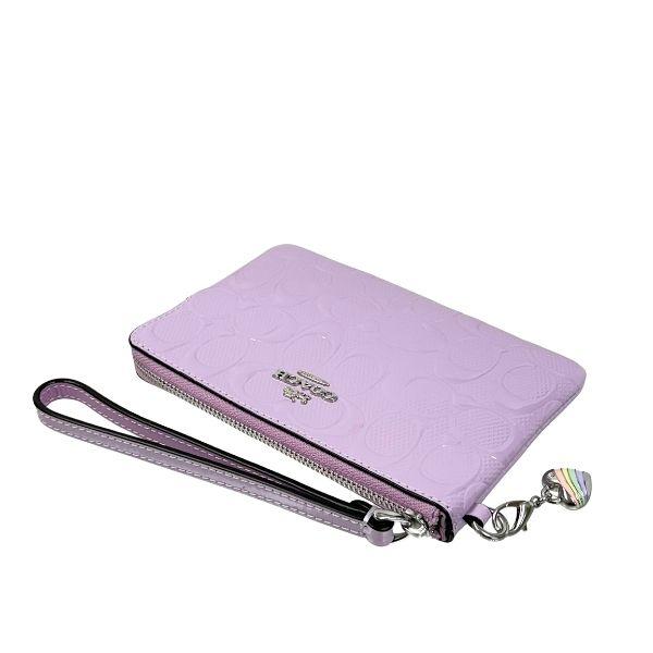 国内発送 コーチ ポーチ レディース COACH 小物入れ シグネチャー レザー コーナー ジップ リストレット CDF04 SV/IZ ライトバイオレット_3