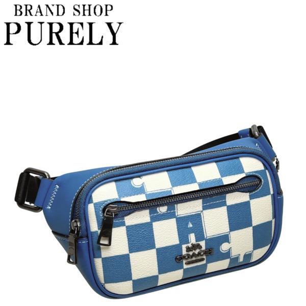コーチ バッグ メンズ COACH ボディバッグ チェッカー ボード プリント エリアス ミニ ベルト バッグ CR210 QBWR0 ブルージェイ×チョークの通販はショルダーバッグ
