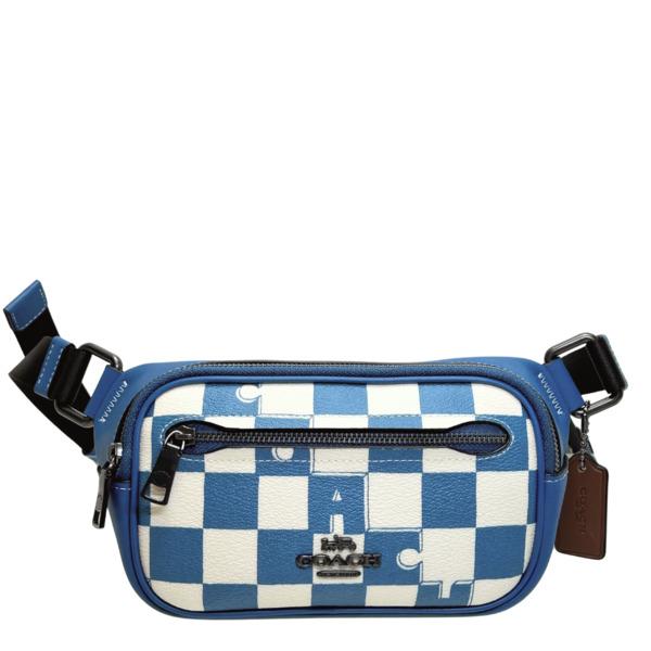 コーチ バッグ メンズ COACH ボディバッグ チェッカー ボード プリント エリアス ミニ ベルト バッグ CR210 QBWR0 ブルージェイ×チョークの通販は