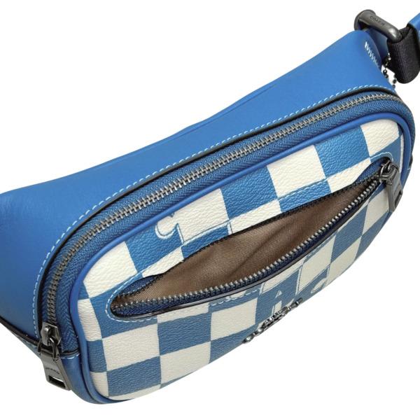 コーチ バッグ メンズ COACH ボディバッグ チェッカー ボード プリント エリアス ミニ ベルト バッグ CR210 QBWR0 ブルージェイ×チョークの通販は