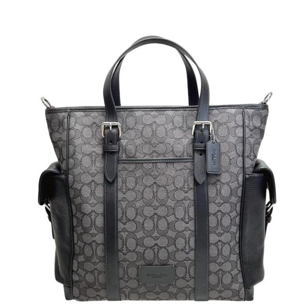 コーチ バッグ メンズ COACH トートバッグ 2WAY シグネチャー ジャカード スプリント トート バッグ CR325 SVO1U チャコール×ブラック_1