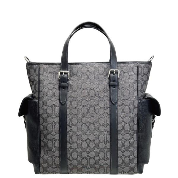 コーチ バッグ メンズ COACH トートバッグ 2WAY シグネチャー ジャカード スプリント トート バッグ CR325 SVO1U チャコール×ブラック_2