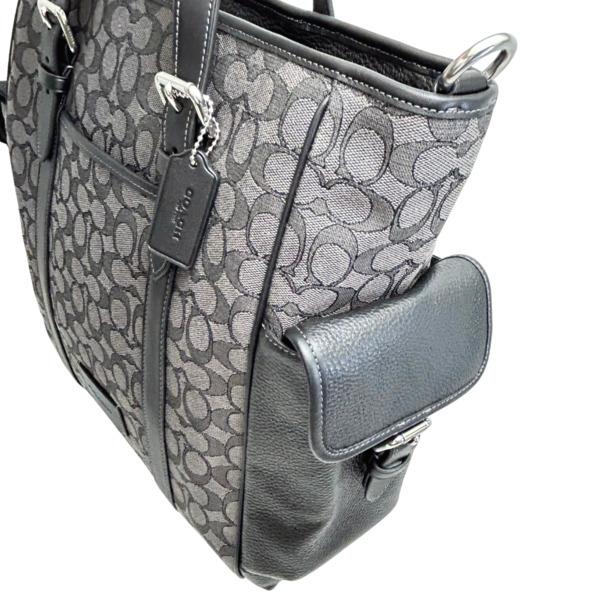 コーチ バッグ メンズ COACH トートバッグ 2WAY シグネチャー ジャカード スプリント トート バッグ CR325 SVO1U チャコール×ブラック_4