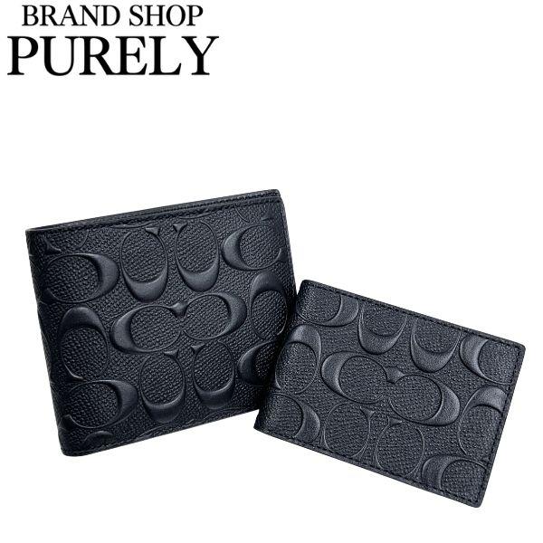国内発送 コーチ 財布 メンズ COACH 折り財布 シグネチャー レザー 3in1 ウォレット CR957 BLK ブラック
