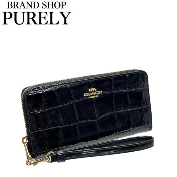 コーチ 財布 レディース COACH 長財布 クロコダイル エンボスド レザー ロング ジップ アラウンド ウォレット CT083 IMBLK ブラック