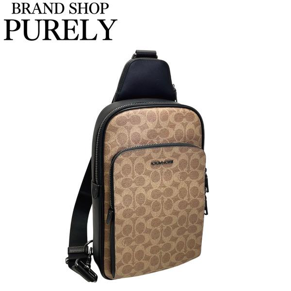 コーチ バッグ メンズ COACH ショルダーバッグ シグネチャー イーサン パック スリングパック CV918 QBNRX タン×ブラック