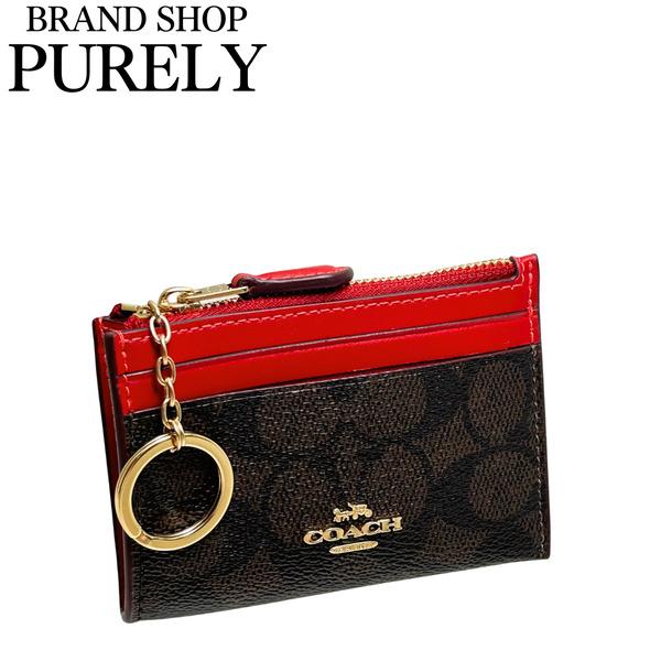 コーチ 財布 レディース COACH コインケース シグネチャー ミニ スキニー ID ケース ポーチ CW870 IMXD0 ウォルナット×ボールドレッド 旧88208 7,480円