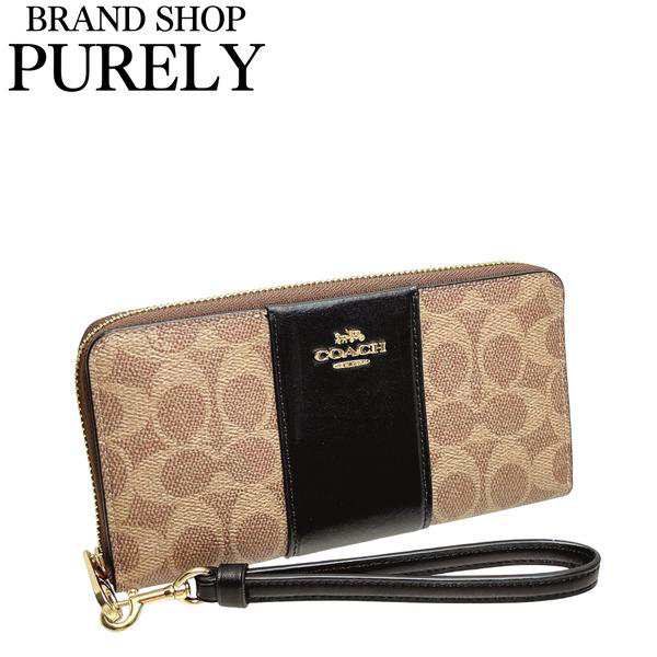コーチ 財布 レディース COACH 長財布 シグネチャー ストライプ ロング ジップ アラウンド ウォレット CW947 IMQRX タン×ブラックの通販は