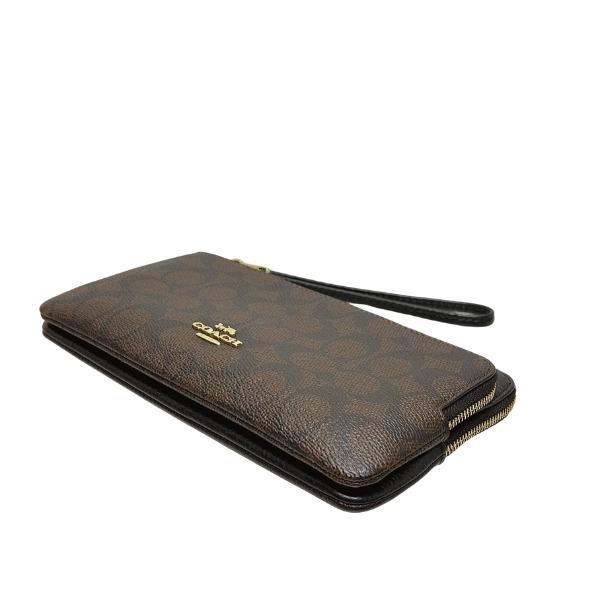 コーチ 財布 レディース COACH ポーチ シグネチャー ダブル ジップ リストレット CX161 IMXAQ ウォルナット×ブラック_3