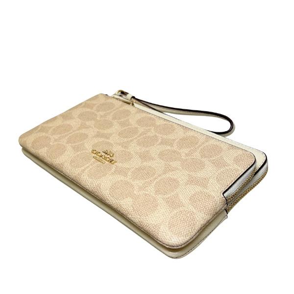 コーチ 財布 レディース COACH ポーチ シグネチャー ダブル ジップ リストレット CX161 IMXDM サンド×チョーク_3