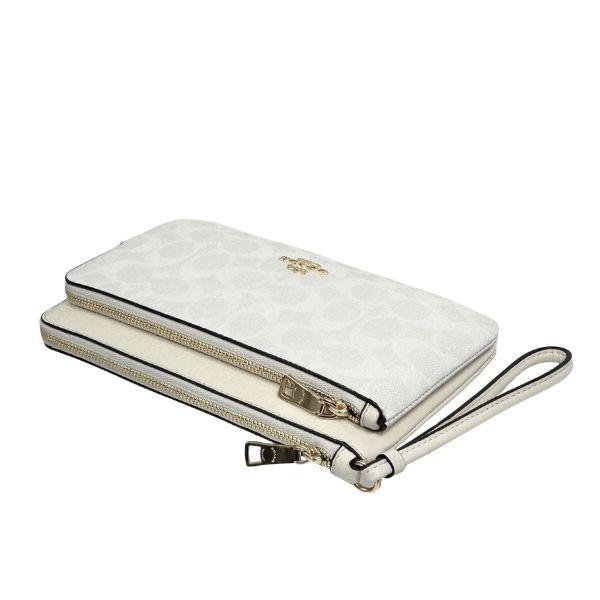国内発送 コーチ 財布 レディース COACH ポーチ シグネチャー ダブル ジップ リストレット CX161 IMXU5 ホワイト×チョーク_2