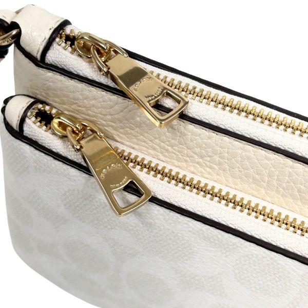 国内発送 コーチ 財布 レディース COACH ポーチ シグネチャー ダブル ジップ リストレット CX161 IMXU5 ホワイト×チョーク_3