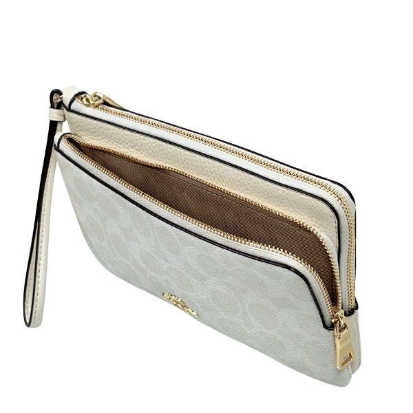 国内発送 コーチ 財布 レディース COACH ポーチ シグネチャー ダブル ジップ リストレット CX161 IMXU5 ホワイト×チョーク_4