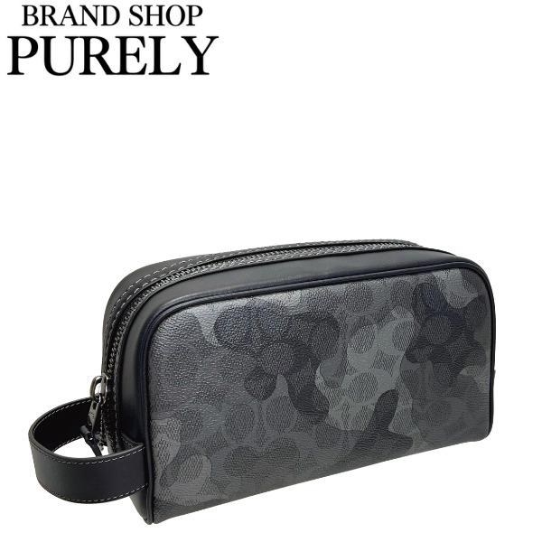 コーチ ポーチ メンズ COACH セカンドバッグ シグネチャー カモフラージュ プリント スモール トラベルキット CX879 QBGRM グレイマルチ