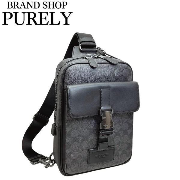 コーチ バッグ メンズ COACH ショルダーバッグ シグネチャー トラック パック スリングパック CX880 QBMI5 チャコール×ブラック