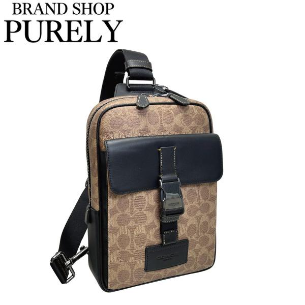 コーチ バッグ メンズ COACH ショルダーバッグ シグネチャー トラック パック スリングパック CX880 QBNRX タン×ブラック