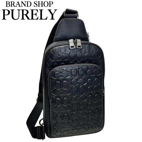 コーチ バッグ メンズ COACH ショルダーバッグ シグネチャー レザー イーサン パック スリングパック CY766 QB/BK ブラックの通販は